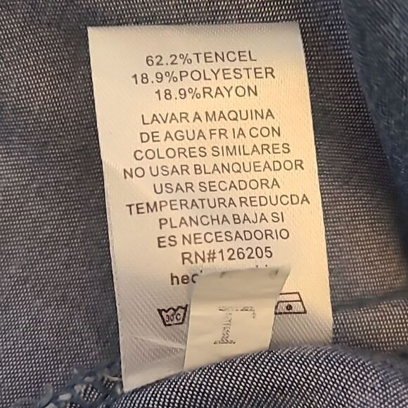 HEROES & DREAMERS​  Tencel Chambray Denim Tiered Midi Dress Size L - Picture 8 of 10